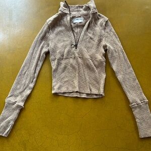 Tan Ribbed Long Sleeve Top